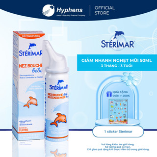   HSD:T10 2026  Xịt Mũi Cá Heo Cam Sterimar Blocked Nose Baby Giảm Nghẹt Mũi cho bé - 50ml 