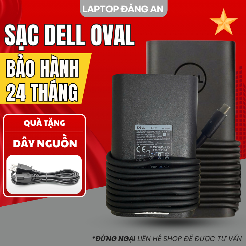 Sạc Laptop DELL Type C 65W 90W 130W - Sạc Dell Chân Type C Oval - Sạc Dell BH 24 Tháng