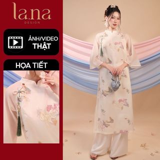  Áo dài cách tân 4 tà Phụng Điệp thiết kế La.na Design chất tơ kính phối lụa cao cấp  tặng kèm túi  - SD375 Tết 