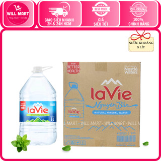   Hỏa tốc HCM   Thùng 4 chai  Nước khoáng LAVIE 5 Lít_Willmart 