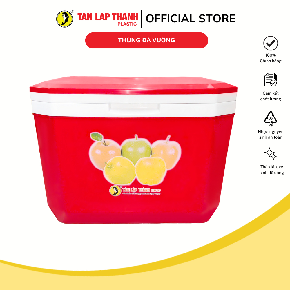 Thùng đá vuông giữ nhiệt 25L/35L/55L Tân Lập Thành, nhựa PP giữ lạnh đến 72h phù hợp picnic dã ngoại