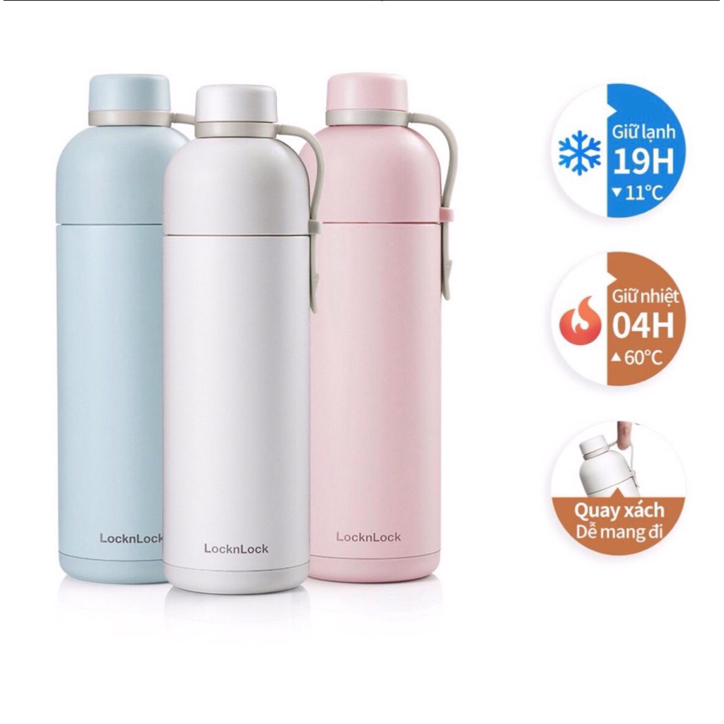 Bình giữ nhiệt LocknLock Belt Bottle LHC4267 ( 490ml ) [ inox 304 an toàn - giữ nhiệt vượt trội ]