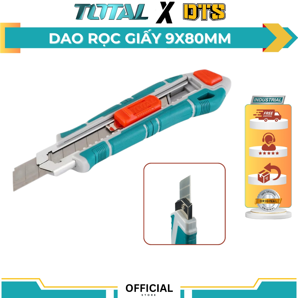 Dụng cụ rọc giấy đa năng cao cấp TOTAL THT522136, thép SK5 chống gỉ, kích thước 18x100mm, cắt giấy, 