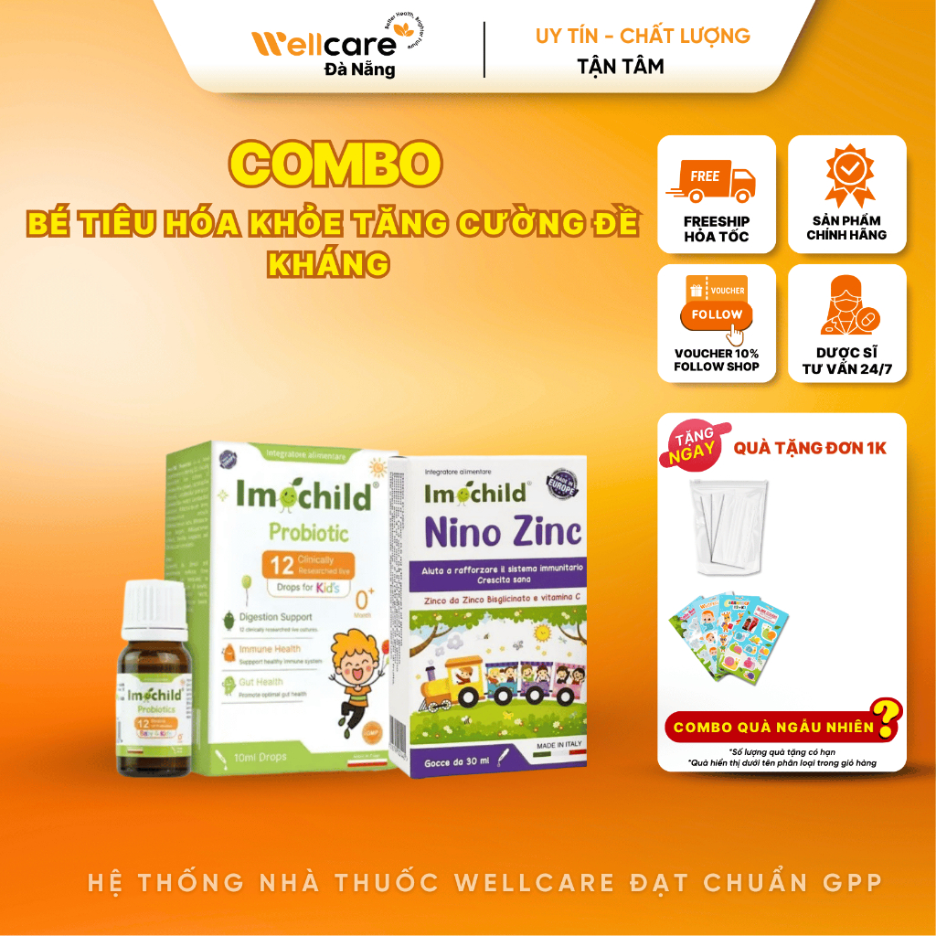[CHÍNH HÃNG] COMBO Men Imochild 12 chủng ,Nino ZinC Bé Tiêu Hóa Khỏe , Tăng Cường Đề Kháng
