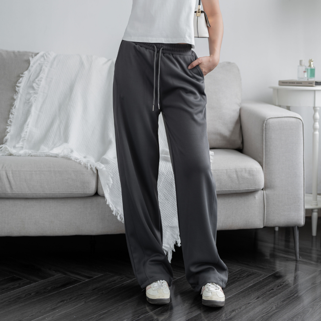 Quần Ống Rộng Nỉ 2 Da Ép Mịn Chun Co Dãn Dày Dặn, Quần Nữ Form Rộng Nỉ Bông Mặc Thu Đông | BigBuy360 - bigbuy360.vn