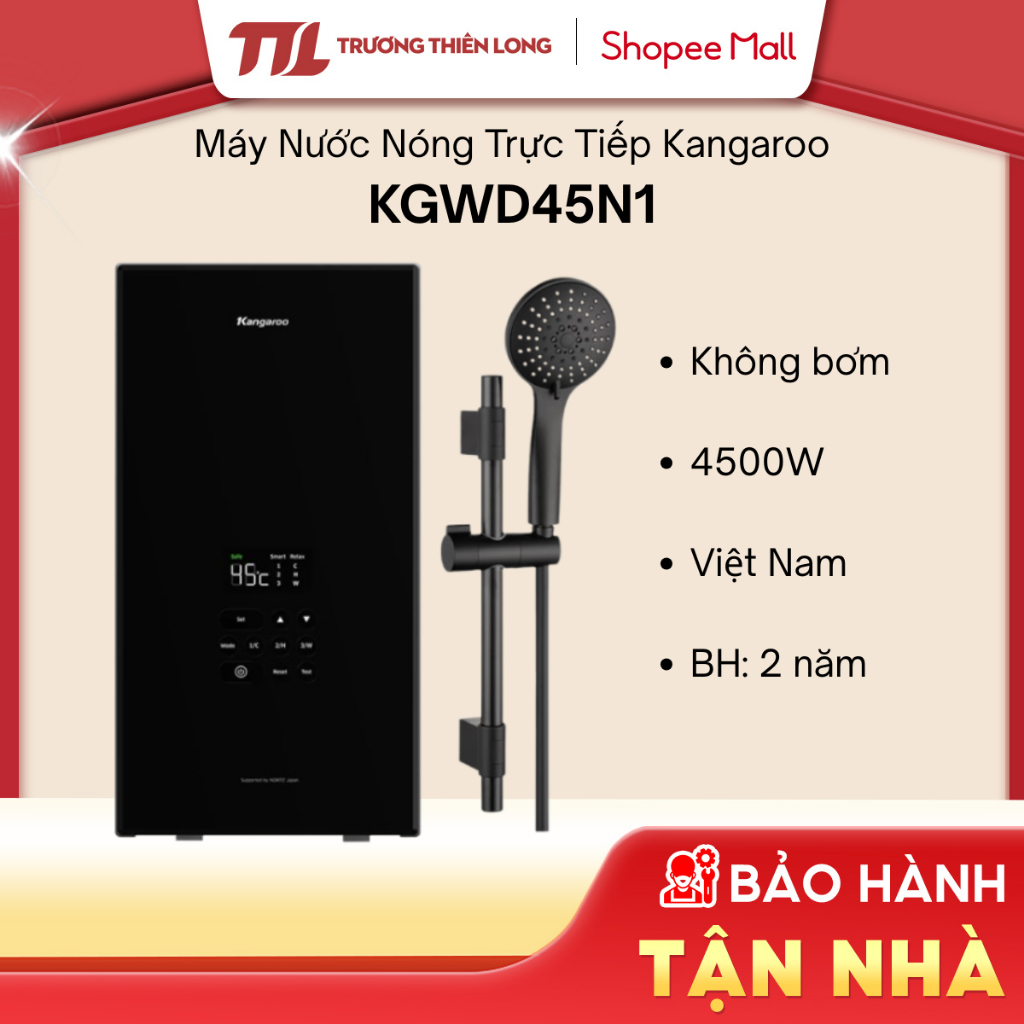 Máy Nước Nóng Trực Tiếp Kangaroo 4500W KGWD45N1 / KGWD45N2 (Không Bơm) || KGWD45P1 / KGWD45P2 (Có Bơ