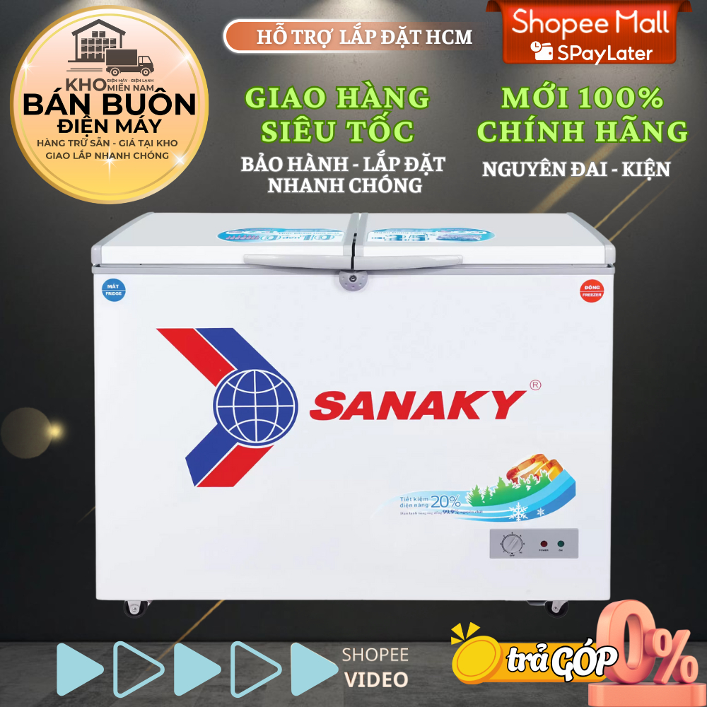 Tủ đông – mát Sanaky VH-2899W1 – 220L, 2 ngăn, dàn lạnh đồng, gas R600a | VH2899W1