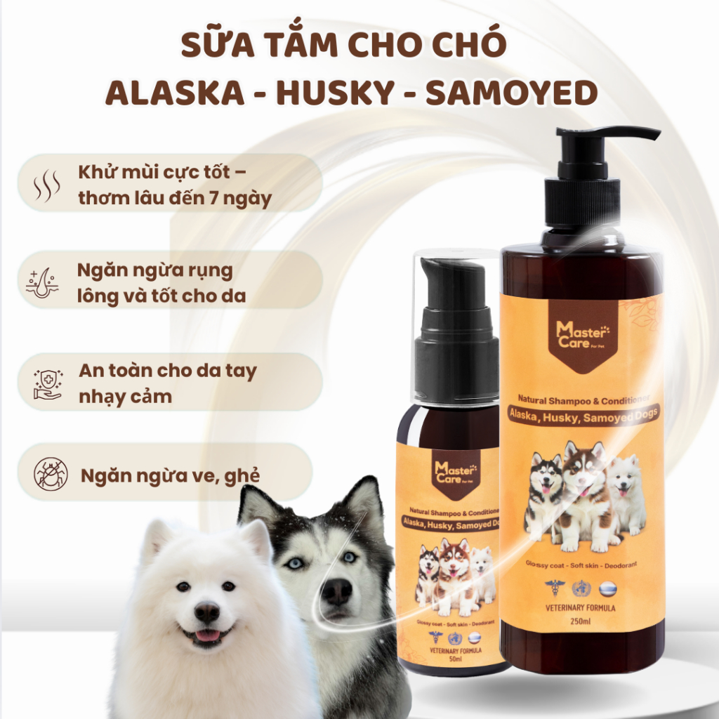 Sữa tắm Siêu Thơm Lâu MasterCare Cho Chó Husky Alaska Samoyed Giúp Khử Mùi Hôi Dưỡng Lông Mềm Mượt