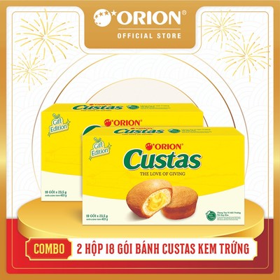 Combo 2 Hộp 18 Gói Bánh Orion Custas Vị Kem Trứng (423g/Hộp)