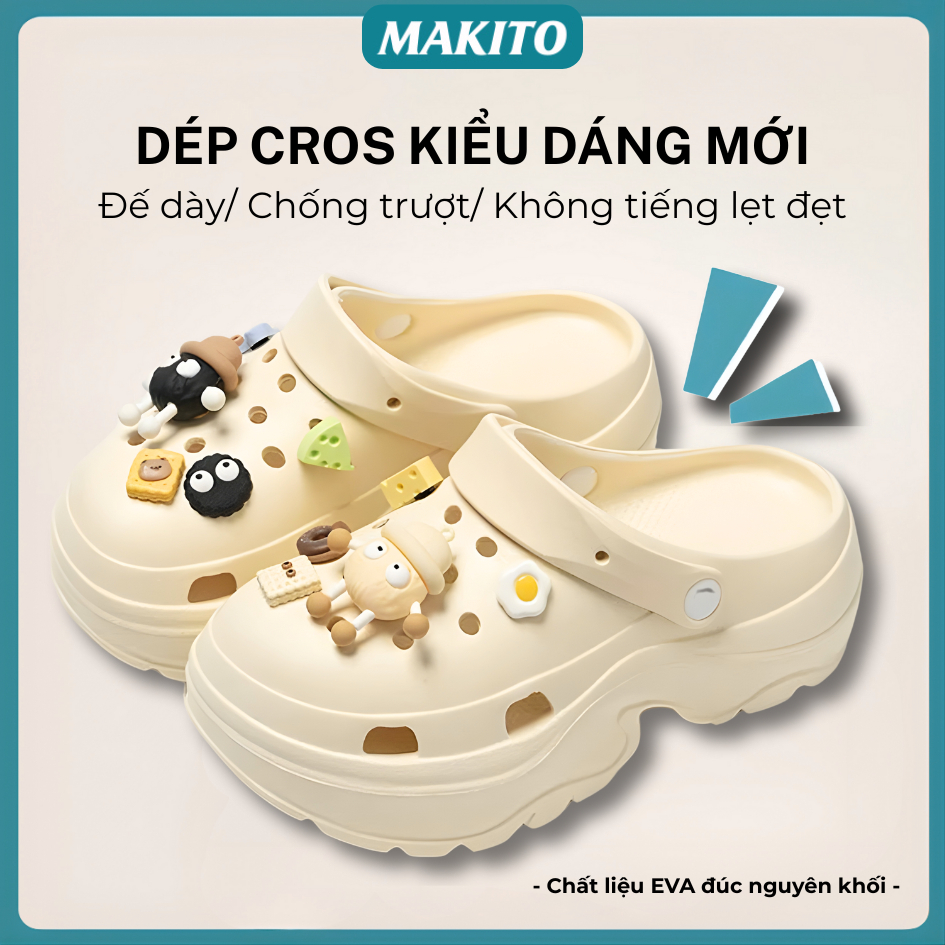 Dép Sục Nữ MAKITO Chất Liệu Eva Cao Cấp Kiểu Dáng Basic Sục Đế Cao Mềm Chống Trượt Chống Thấm Nước