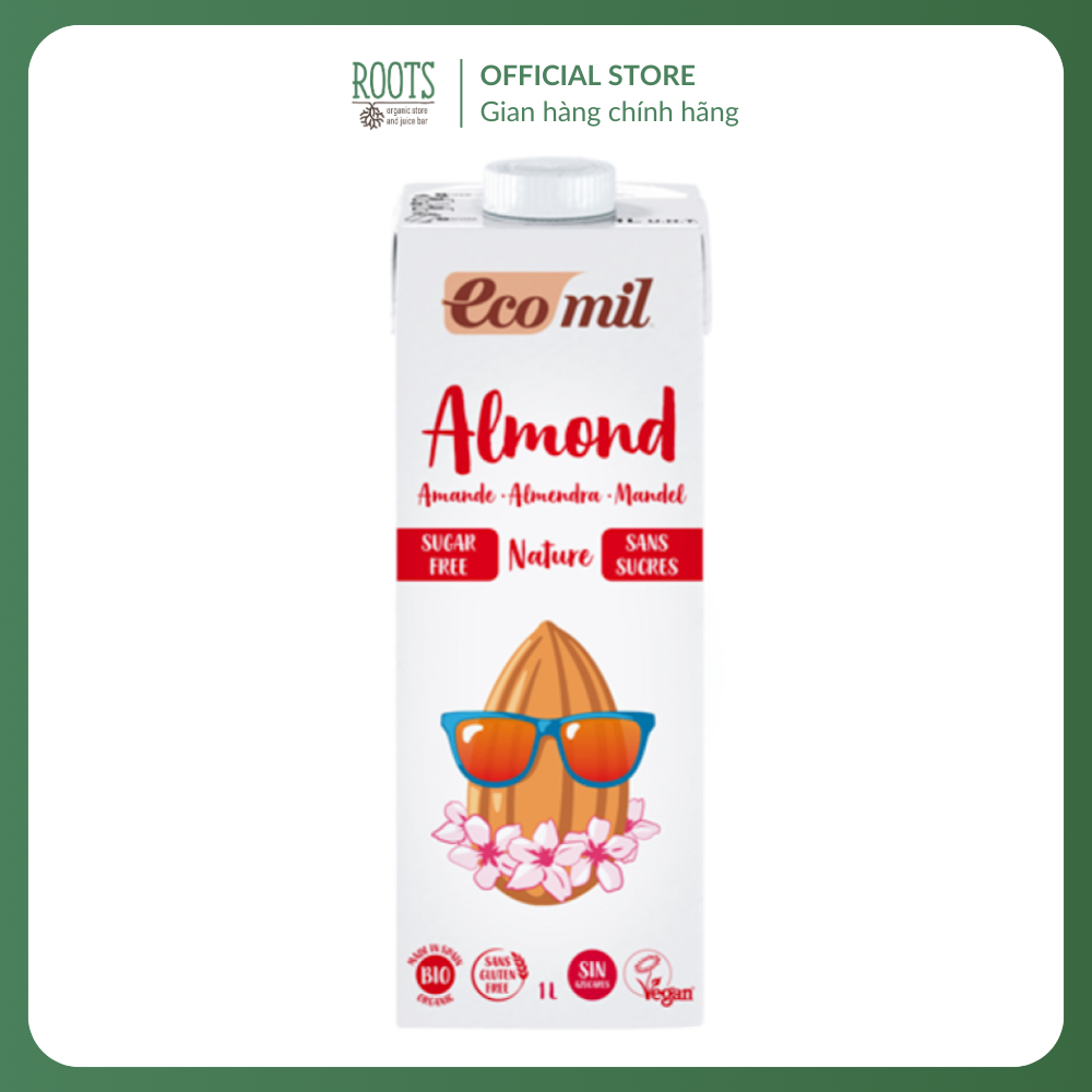 (Ship hỏa tốc) ECOMIL - Sữa Hạnh Nhân Không Đường Hữu Cơ, Bio Almond Milk, Sugar Free (1L)