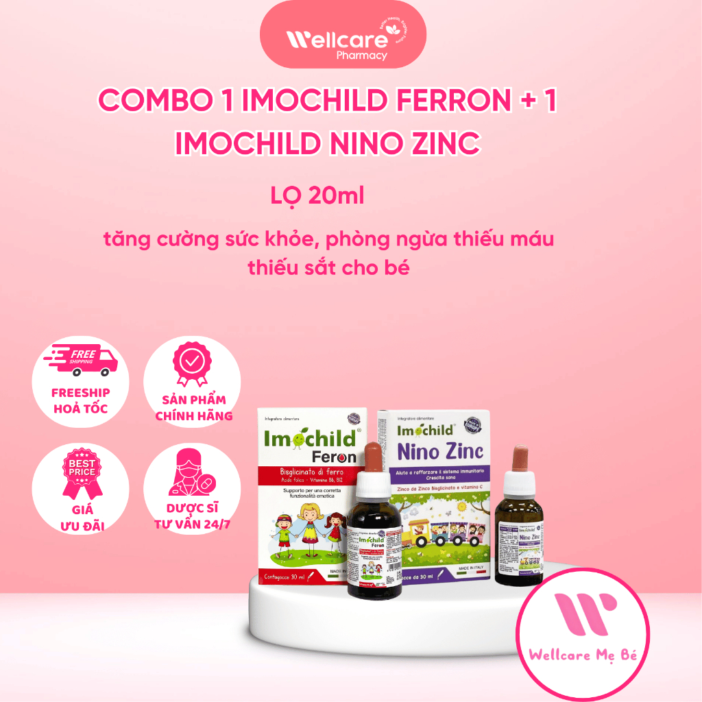 [NHI KHOA] Combo Imochild Feron & Nino ZinC Tăng Đề Kháng Ngừa Thiếu Máu