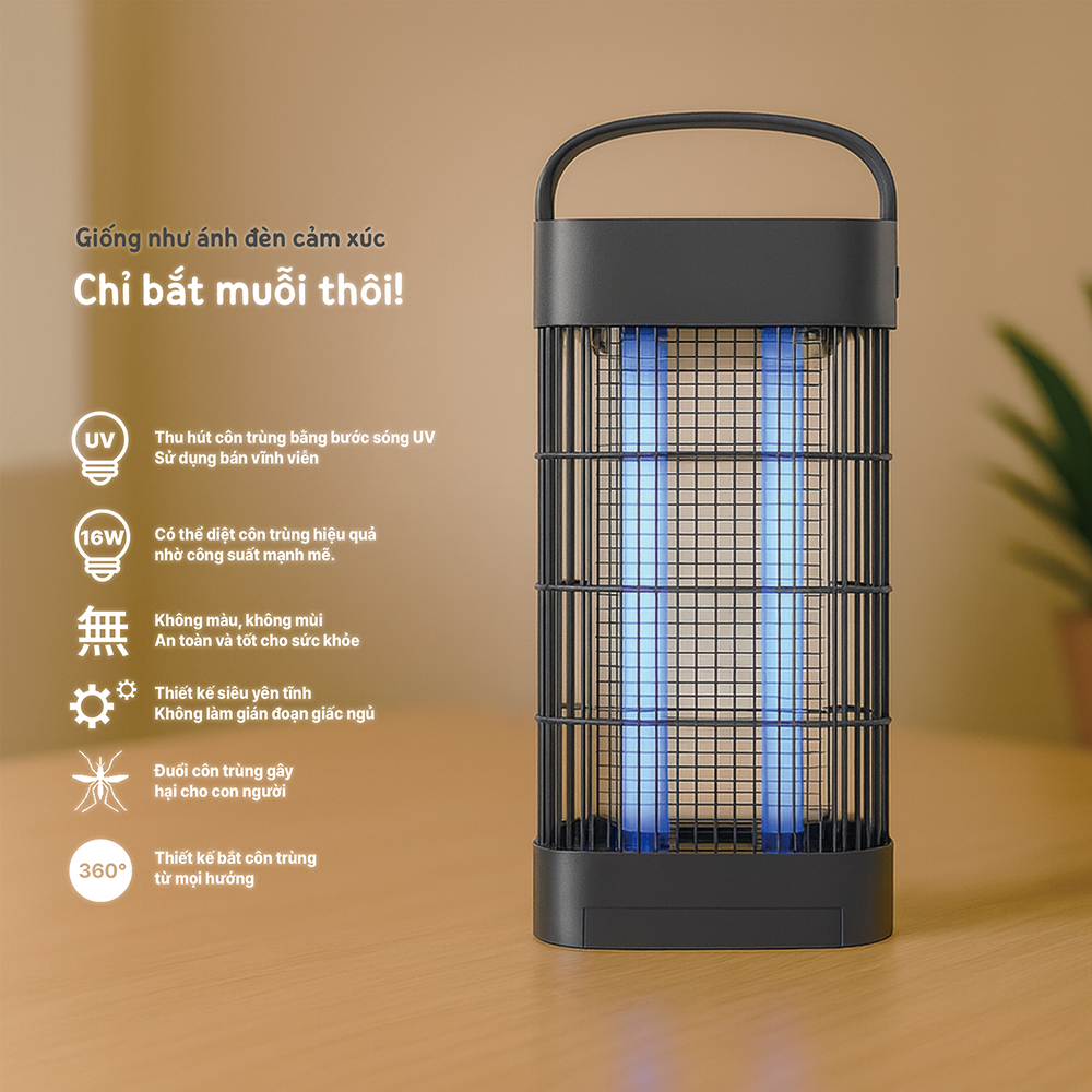Đèn diệt muỗi 16W ZIMMERMANN– Đèn bắt muỗi tia UV, tiết kiệm điện, an toàn không hóa chất