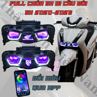  Chóa đèn SH 2020-2025 lên bi cầu AS racing 2 bi vuông mắt quỷ đổi màu app điện thoại 