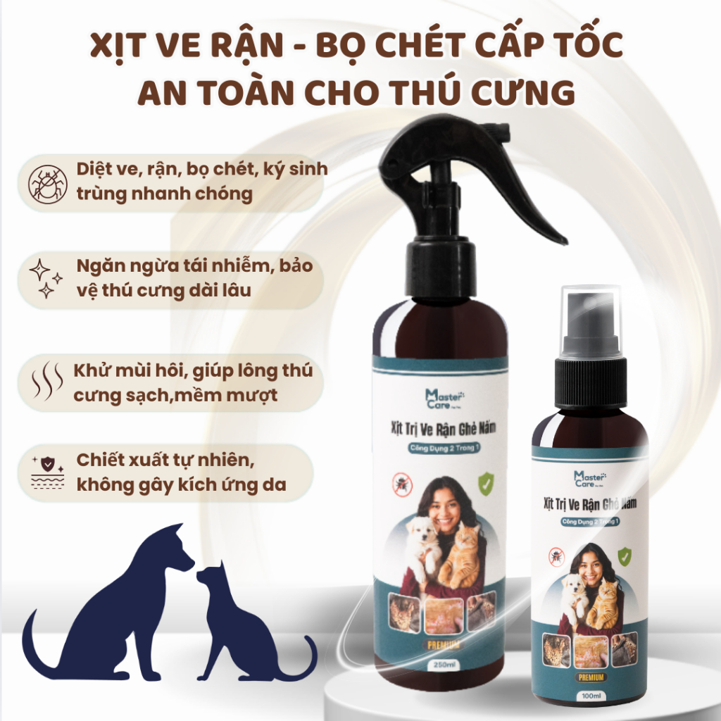 Chai Xịt Ve Premium Cho Chó Mèo MASTERCARE Giúp Ngăn Ngừa Các Bệnh Về Da Và Xịt Trùng Nơi Ở Hiệu Quả