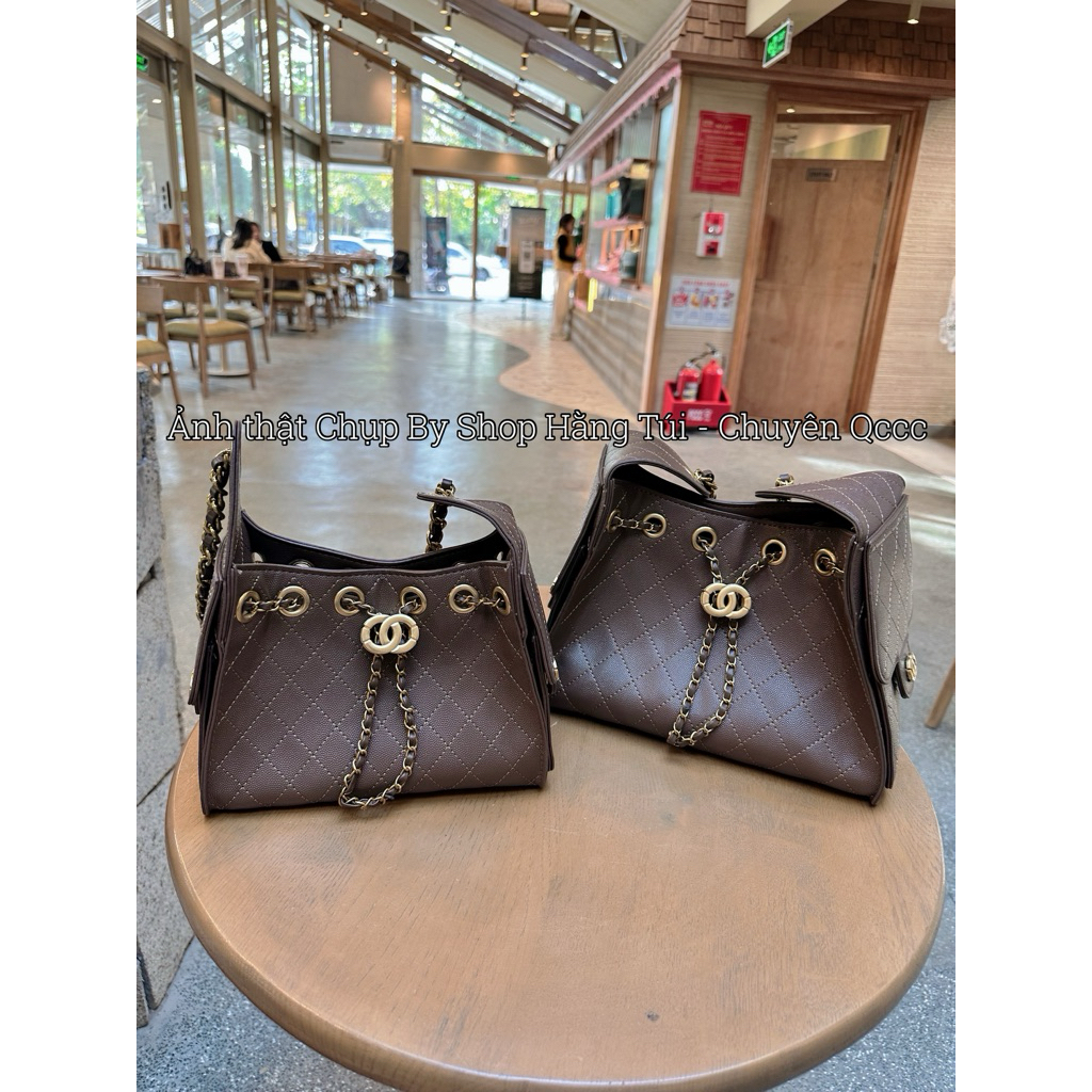 Túi Dáng Hộp Bucket Form Mềm Da Hạt Size 22cm & 26cm