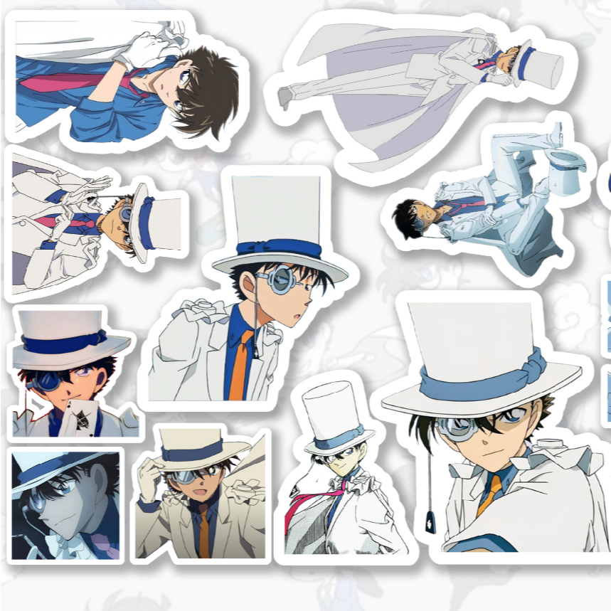 Set 50 hình sticker Kaito Kid Hình dán truyện tranh Anime Detective Conan nhân vật siêu đạo chích Ka