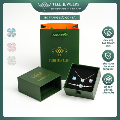 Set quà tặng trang sức dây chuyền, lắc tay, khuyên tai bạc TLEE full box TLEE JEWELRY CB114