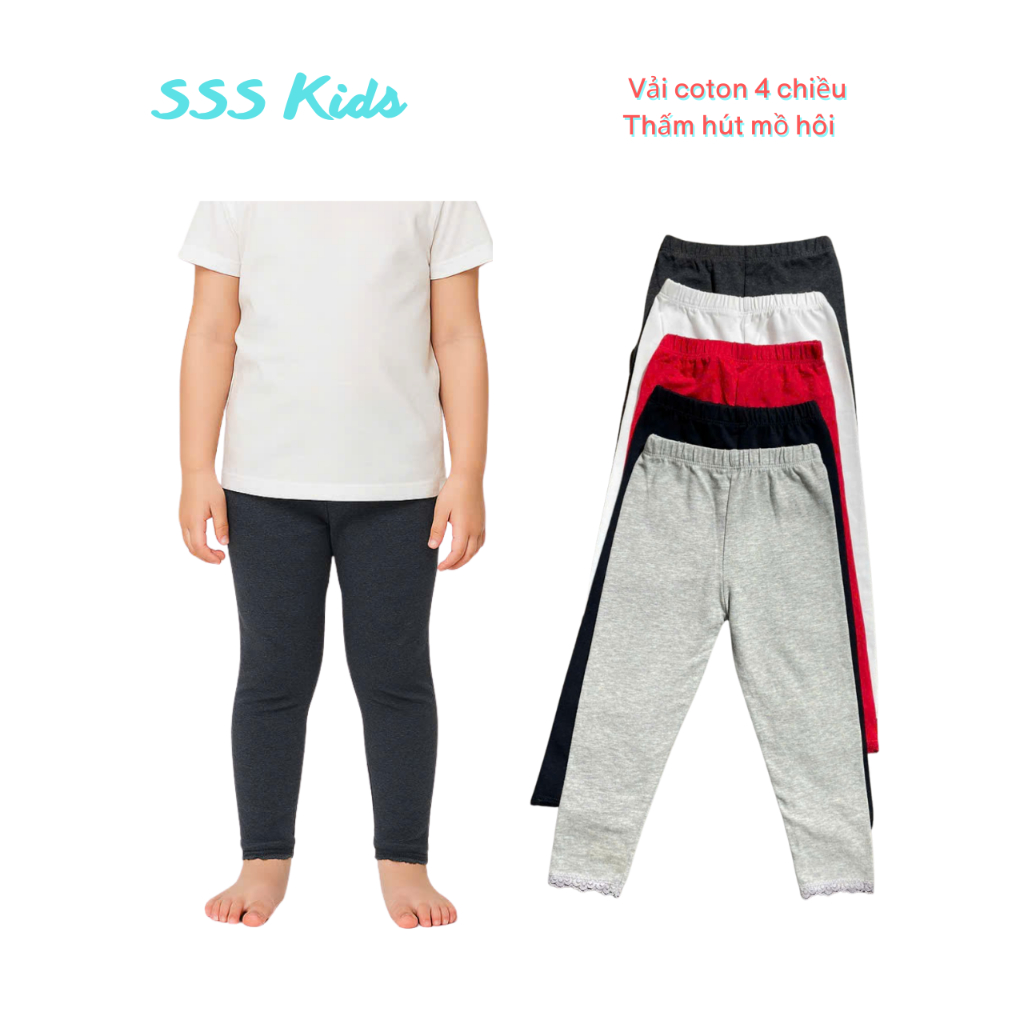 Quần Legging Dài Cotton Có Ren Bé Gái  8 đến 24kg