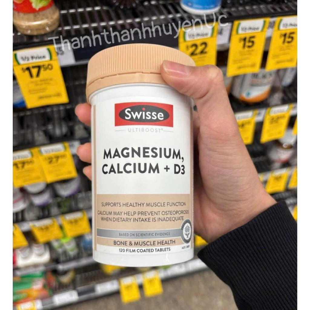 Swisse Ultiboost Magnesium, Calcium + D3 120 viên