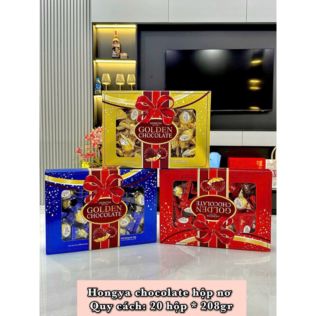 [Giá Si]  1 thùng Hộp Sô cô la Hongya Golden Chocolate Cao Cấp, Dòng Socola Hạt Phỉ Ferrero Rocher 2