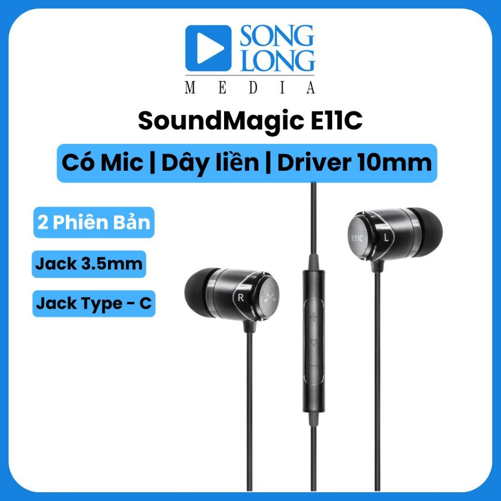 Tai nghe Soundmagic E11C - Tai nghe có dây với mic, màu Đen và Xám
