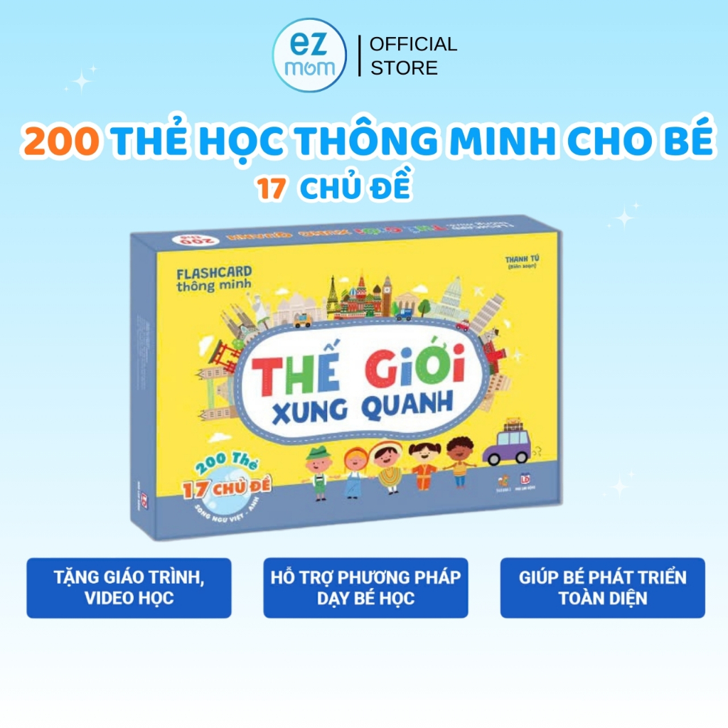 Thẻ Học Thông Minh Cho Bé TNBOOKS, 200 Thẻ Học Song Ngữ Anh - Việt, Dành Cho Bé Từ 5 Tháng Tuổi