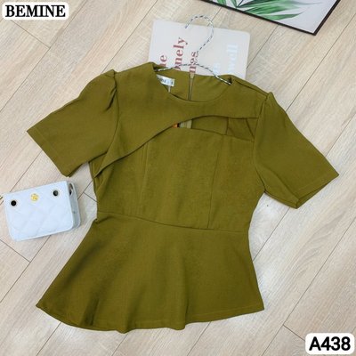 Áo kiểu peplum đắp chéo cut out BEMINE  A438