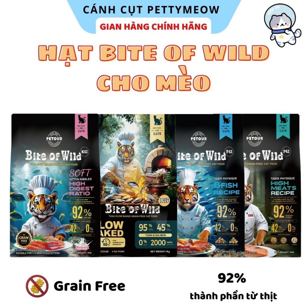 [Túi Seal 1KG] Hạt Bite of Wild B45 -  Thức Ăn Hạt B45 Công Nghệ Nướng Chậm - Hạt Không Ngũ Cho Mèo