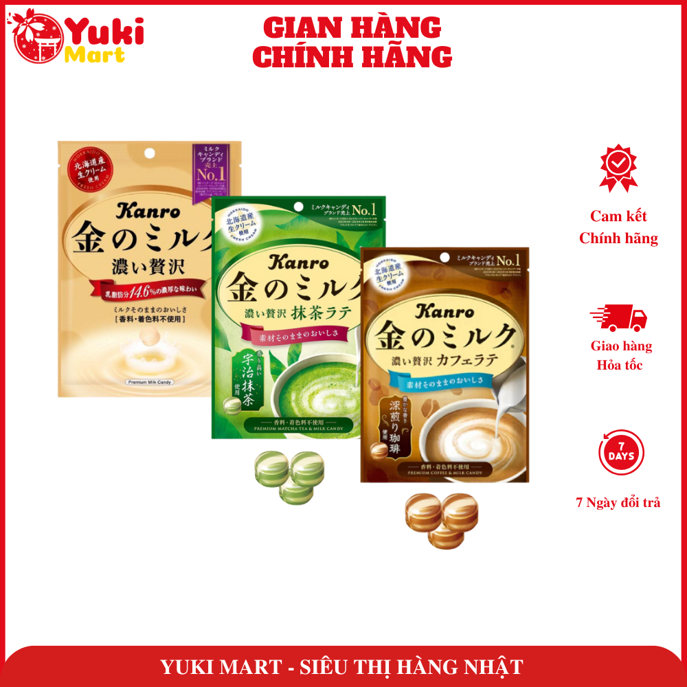 Kẹo trà xanh sữa Matcha Latte, Cafe Latte Kanro 61g