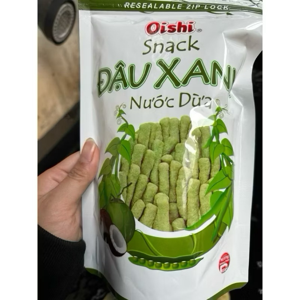 Snack Oishi Đậu Xanh Nước Cốt Dừa 70gr - Phiên Bản Túi Zip Hoàn Toàn Mới Nhà Oshi