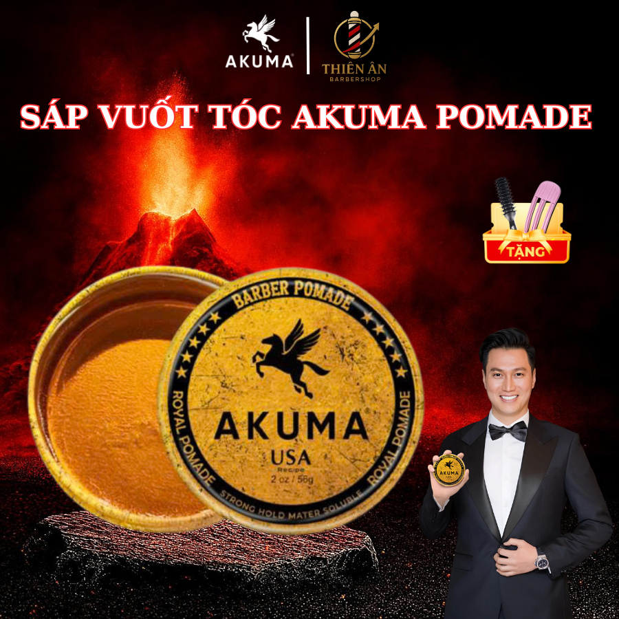 Sáp vuốt tóc Akuma Royal Pomade 56g/116g Chính Hãng Akuma, sáp akuma hương táo xanh nước hoa, độ bón