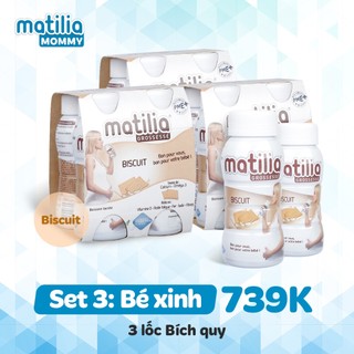 [SET BÉ XINH 02] 03 Lốc Sữa Matilia Mommy Vị Bích Quy-1 lốc 4 hộp 200ml