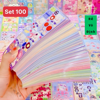 [ Set 100 Miếng ] Dán Trang Trí Sổ Tay 🍀FREESHIP🍀 DIY Dễ Thương Xinh Xắn Dành Cho Bé