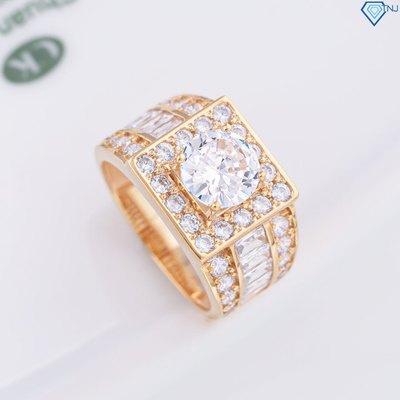 Nhẫn bạc nam xi vàng hồng mặt vuông đính đá đẹp sang trọng NNA0380-XH - Trang Sức TNJ