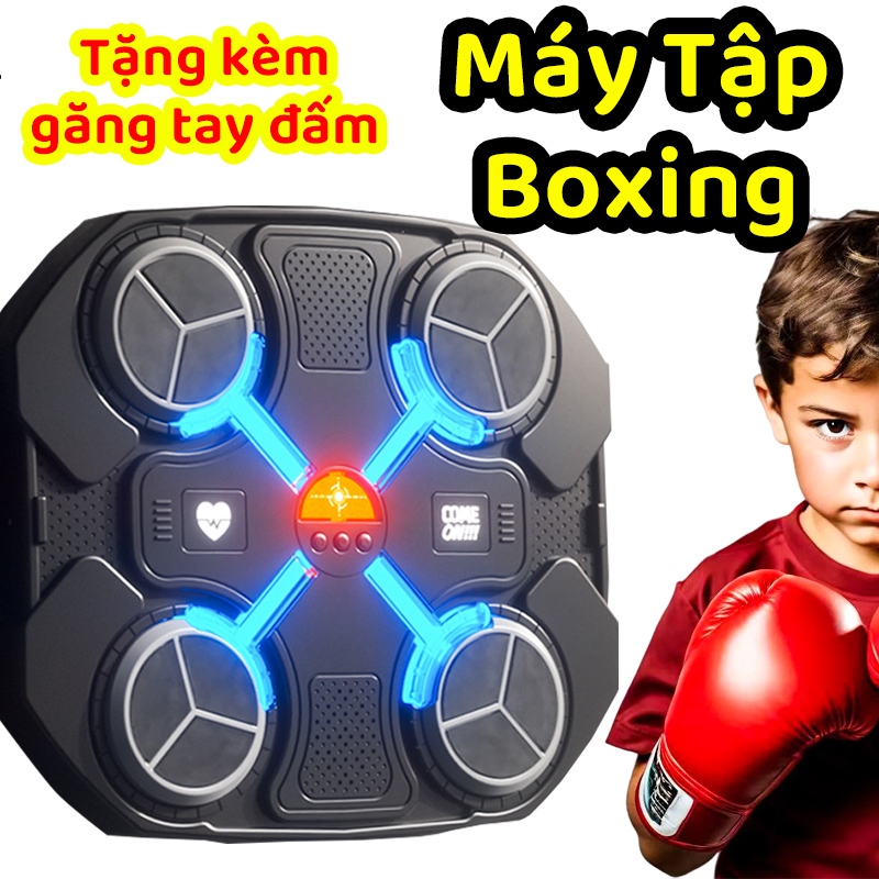Máy Tập Boxing Theo Nhạc Cho Bé Treo Tường Tại Nhà Kèm Găng Tay Kết Nối Bluetooth Có Đèn LED