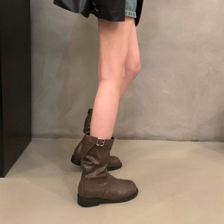Chea Shoes Giày bốt nữ cổ lỡ Boot da chelsea Bốt ngắn cổ dáng basic Chất da mềm
