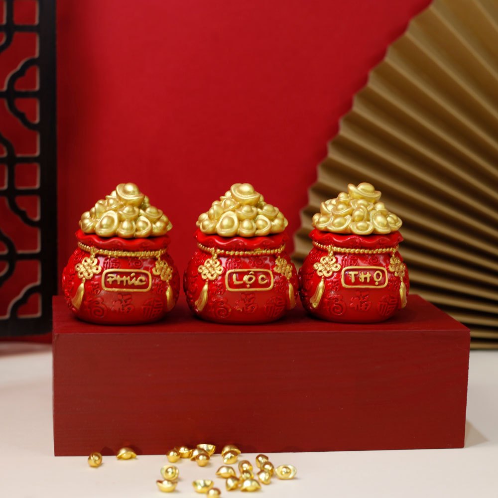 Hũ Đựng Muối Gạo Tài Lộc Thần Tài, Hủ muối gạo thu hút tài lộc bằng sứ, Hũ Đựng Gạo Muối Phong Thủy 