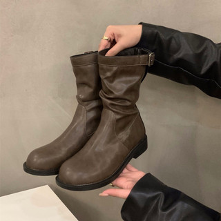 Chea Shoes Giày bốt nữ cổ lỡ Boot da chelsea Bốt ngắn cổ dáng basic Chất da mềm