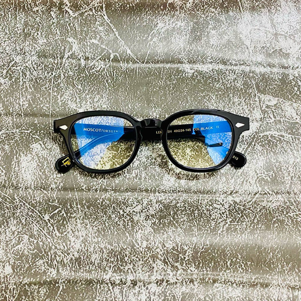 Gọng kính Moscot Lemtosh 49 Col.Black dáng soft square chữ khắc - acetate - size 49-24-15 - Fusuma