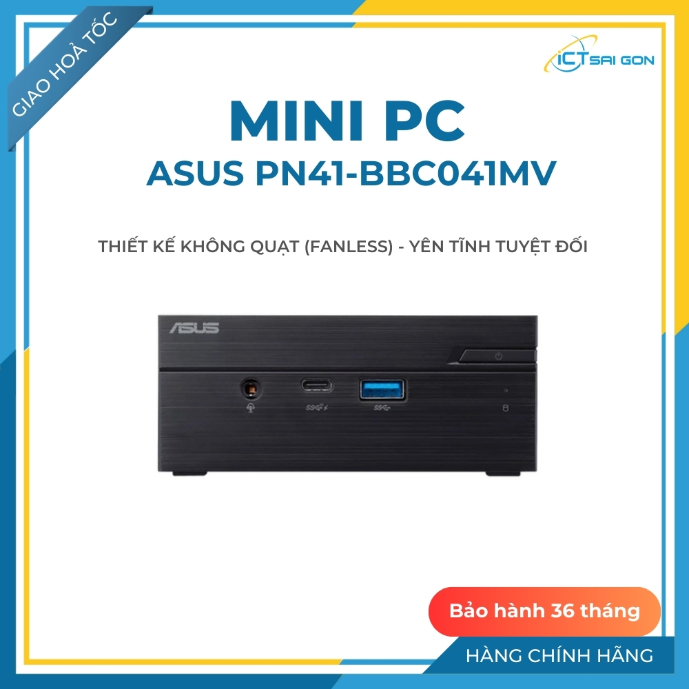 Mini PC Asus PN41 (Intel N4500) - Thiết Kế Không Quạt (Fanless) - Cổng LAN 2.5G - Chính hãng