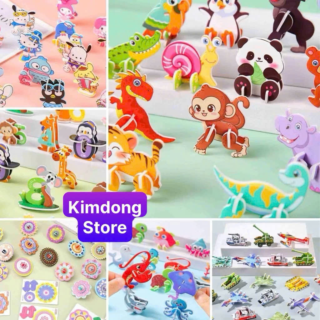 [100/200 Bộ] Ghép Hình 3D Giấy Xốp Capybara, Khủng Long, Động Vật, Xe | Đồ Chơi Lắp Ráp Giáo Dục