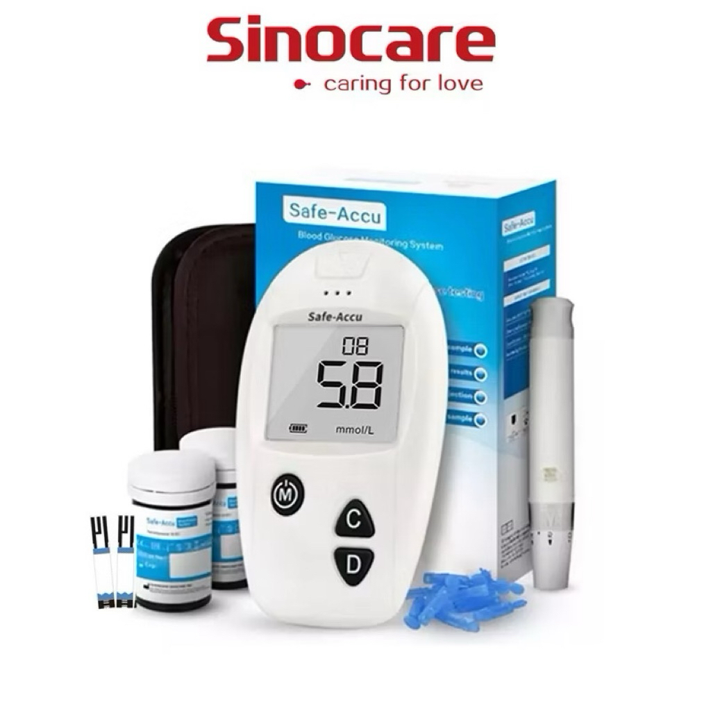 Máy đo đường huyết Sinocare Safe Accu CHÍNH HÃNG Tặng kèm 50 que thử + 50 kim BẢO HÀNH TRỌN ĐỜI