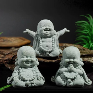 Tượng Phật Di Lặc Bằng Bột Đá Mini – Decor Bàn Làm Việc,Tiểu Cảnh,Hồ Cá, Terrarium.