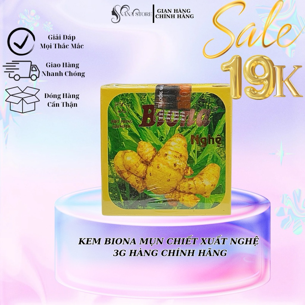 Kem Biona Mụn Chiết Xuất Nghệ 3G Hàng Chính Hãng
