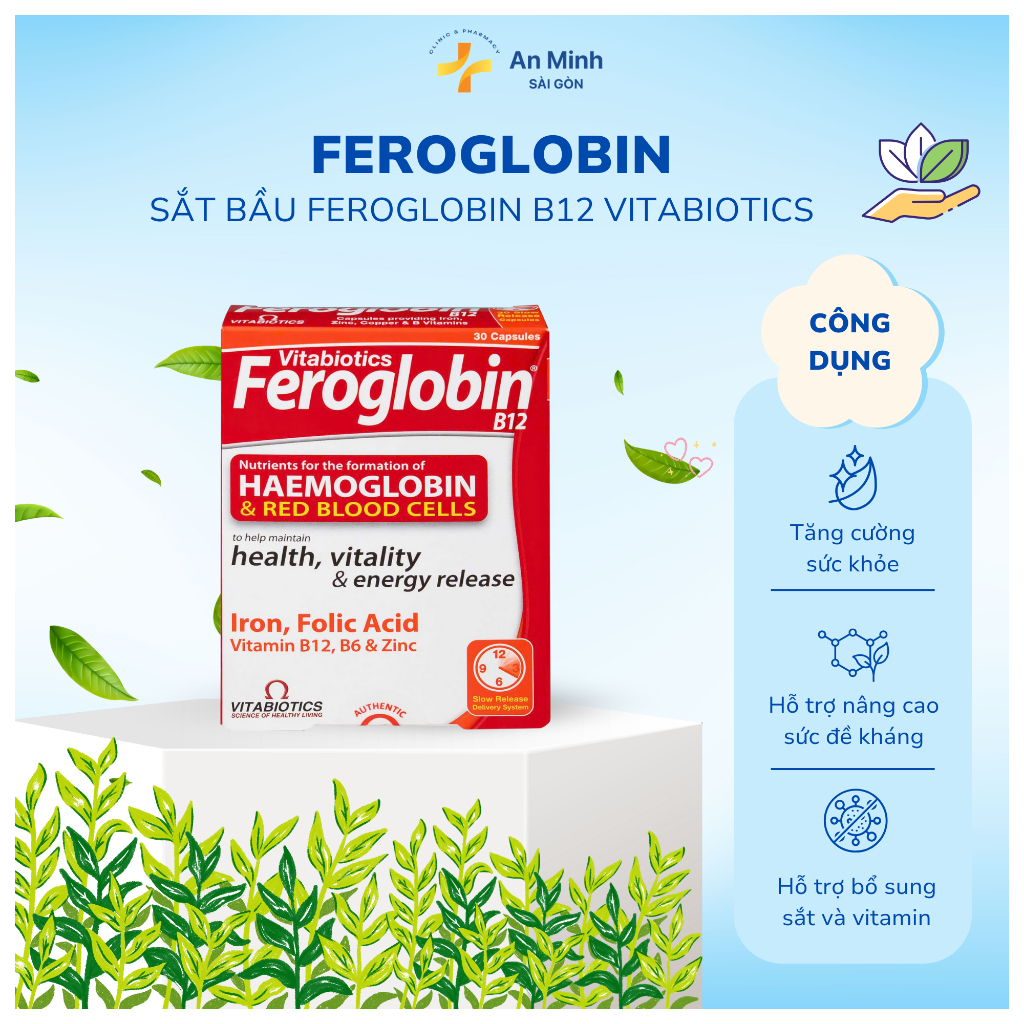 Viên uống bổ sung sắt Feroglobin B12 -Hỗ trợ tái tạo máu, bổ sung vitamin, khoáng chất tăng đề kháng