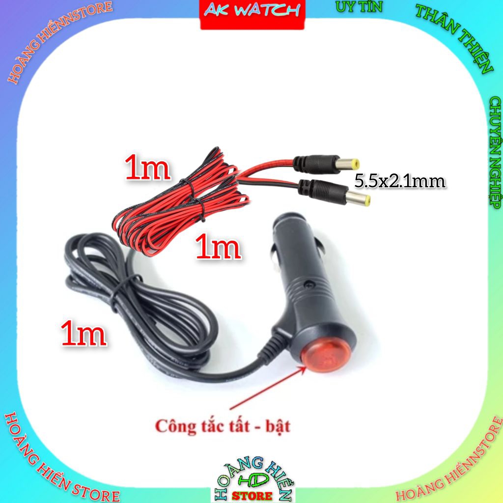 Tẩu nguồn DC 5.5 * 2.1 chia 2 đầu ra cấp nguồn cho 2 thiết bị cùng lúc dùng cho màn hình taplo và nh