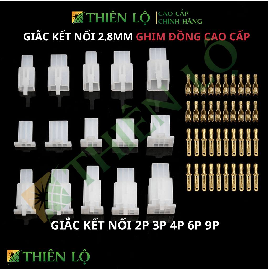 [GHIM ĐỒNG] Giắc nối dây điện 2P 3P 4P 6P 9P 2.8mm cos đồng cho ô tô xe máy xe điện cao cấp Thiên Lộ