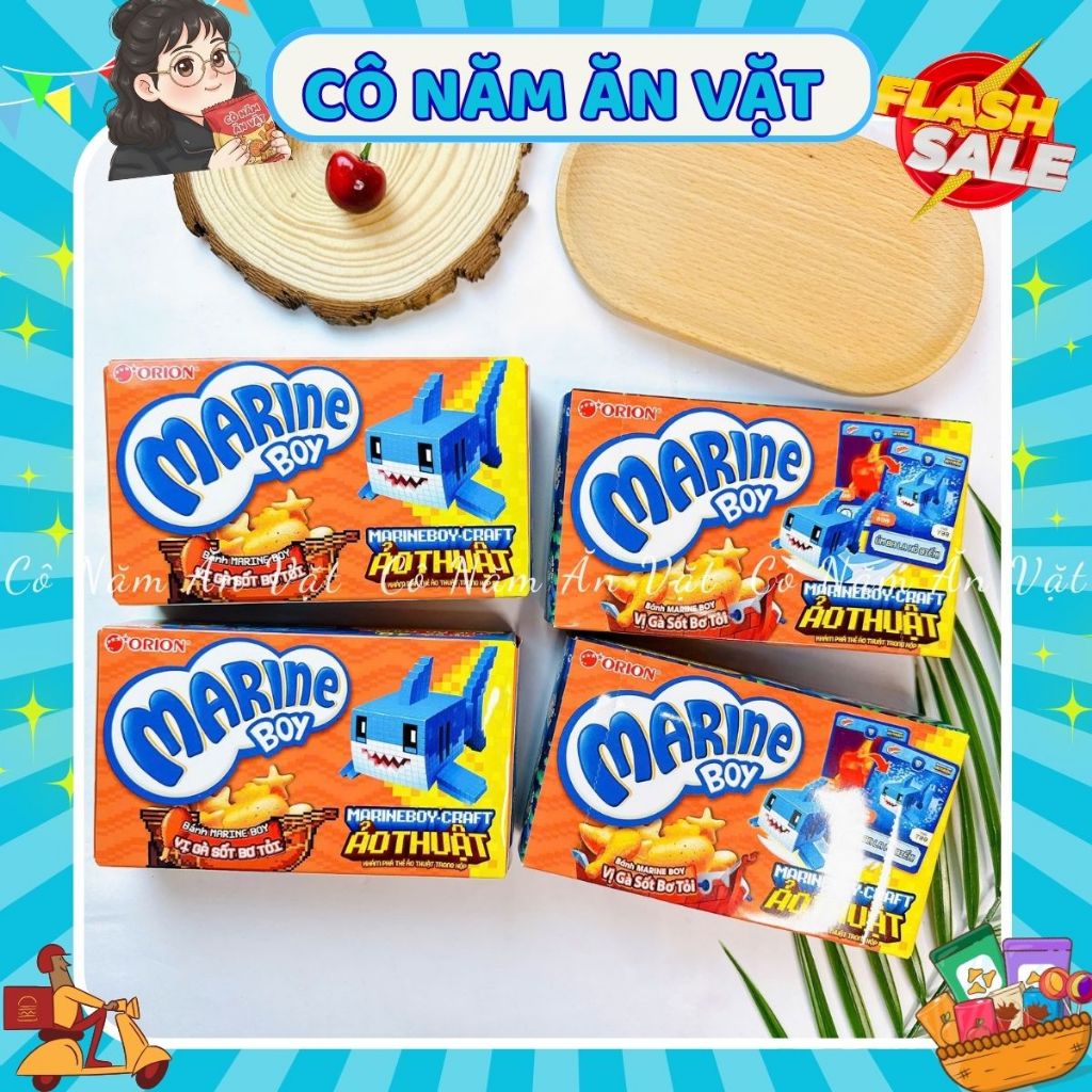 Snack Bánh cá Marine Boy Bánh khủng long Jungle Boy và Bánh quy ăn sáng Miz Orion đủ vị