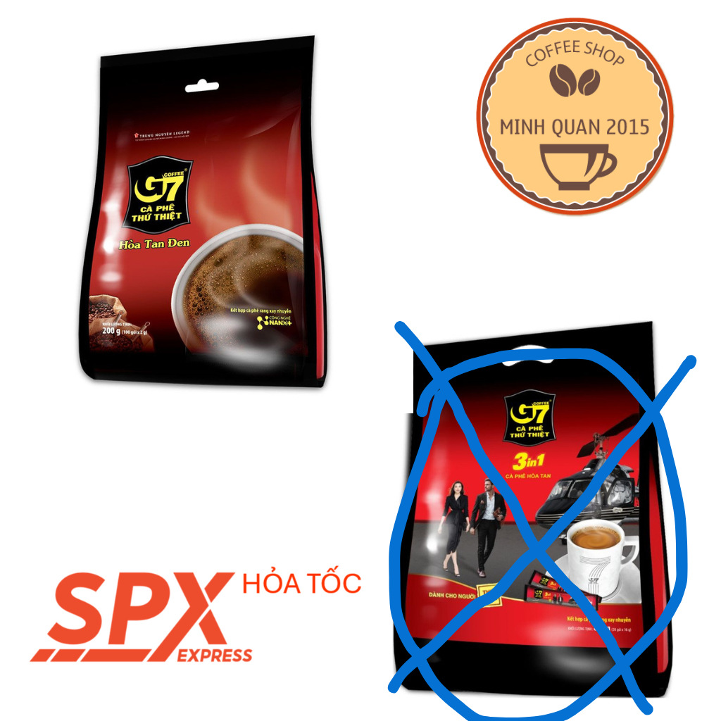 Cà phê G7 đen (không có đường và không có sữa) - Bịch 100 gói 2gr/1 gói